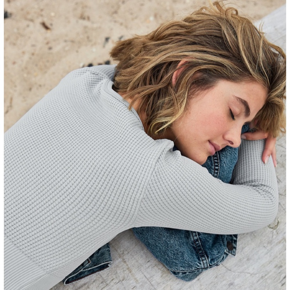 Aerie Offline waffle cropped long sleeve top